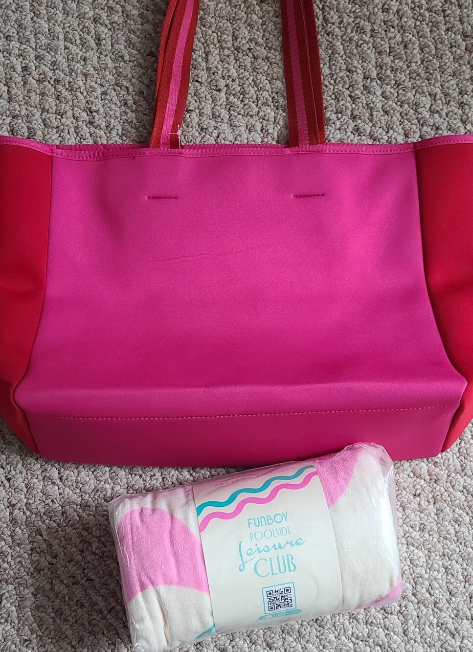 Vibrant Pink Tote with Red Side Panels